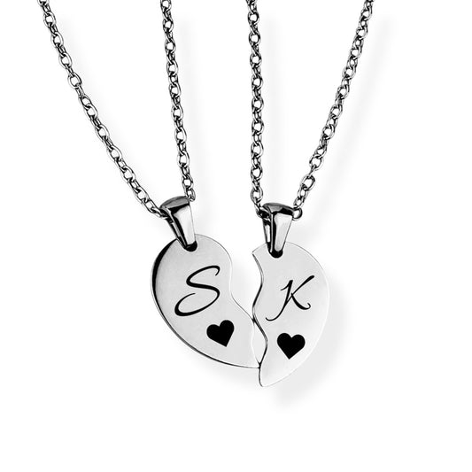 Paar-Herz-Halskette Gravur Silber Geschenk