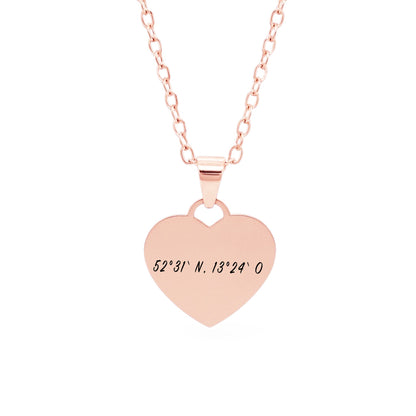 Koordinaten-Herz-Halskette Gravur Rosegold Geschenk