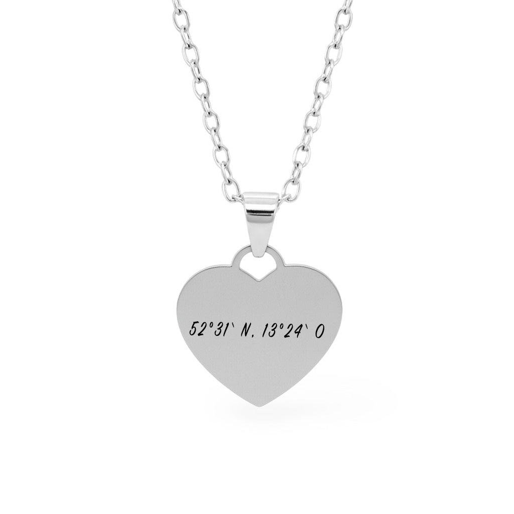 Koordinaten-Herz-Halskette Gravur Silber Geschenk