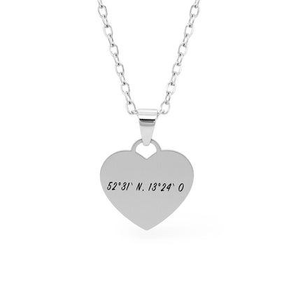 Koordinaten-Herz-Halskette Gravur Silber Geschenk