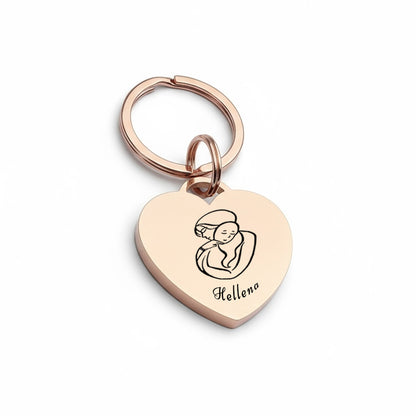 Mutter-Kind-Liebe Herz Schlüsselanhänger Gravur Rosegold Geschenk