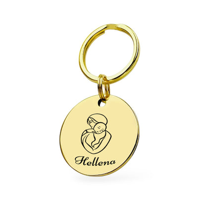 Mutter-Kind-Liebe Schlüsselanhänger Gravur Gold Geschenk
