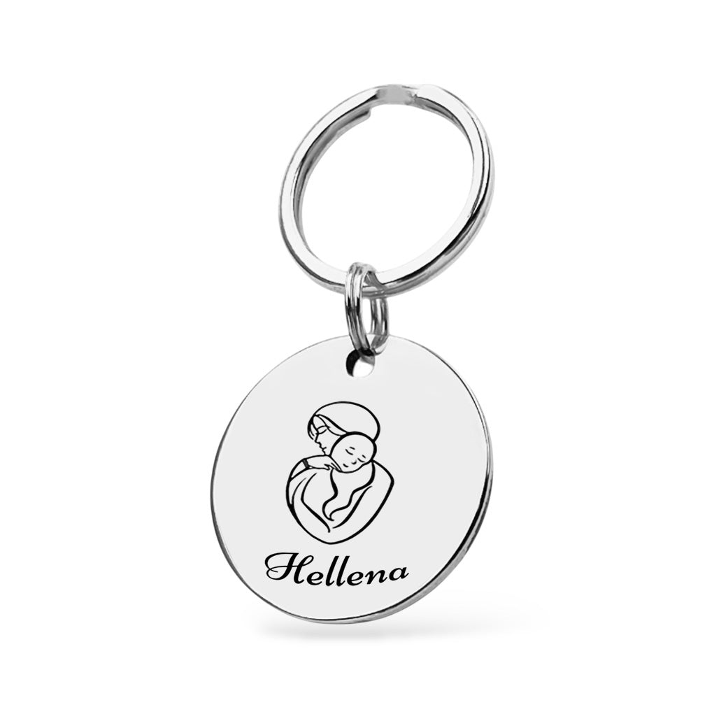 Mutter-Kind-Liebe Schlüsselanhänger Gravur Silber Geschenk