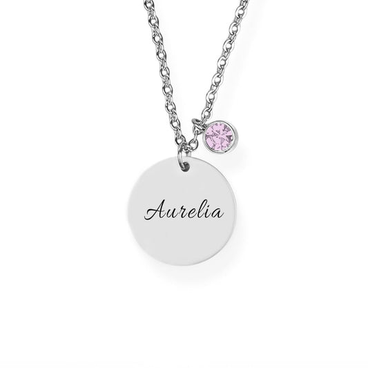 Namenshalskette mit Geburtsstein Gravur Silber Geschenk 