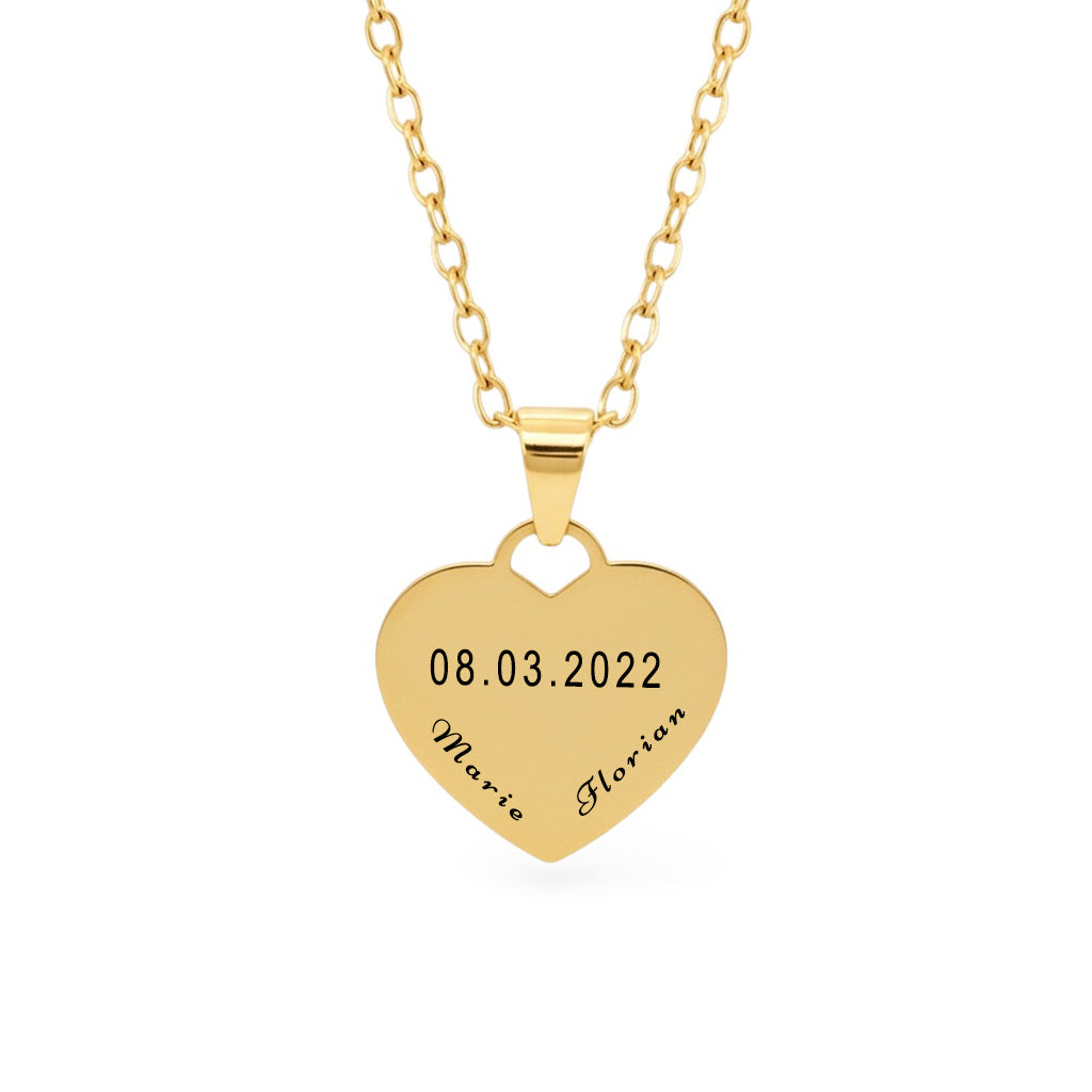 Verlobungs-Herz-Halskette Gravur Gold Geschenk