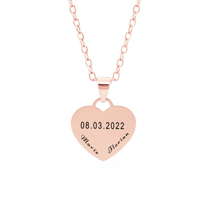 Verlobungs-Herz-Halskette Gravur Rosegold Geschenk