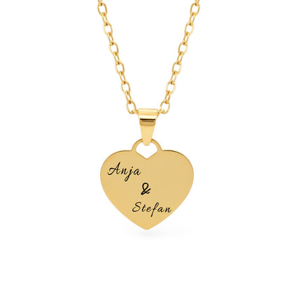 Verlobungs-Herz-Halskette Gravur Gold Geschenk
