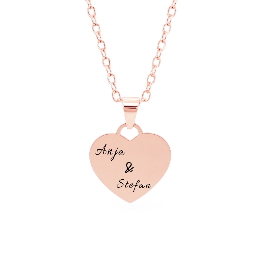 Verlobungs-Herz-Halskette Gravur Rosegold Geschenk