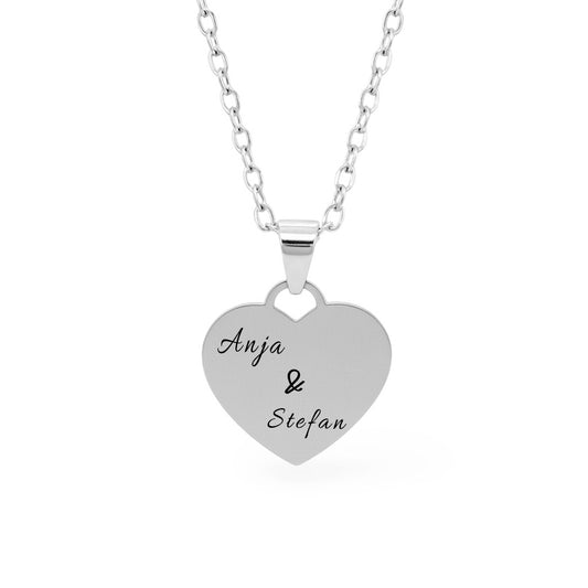 Verlobungs-Herz-Halskette Gravur Silber Geschenk