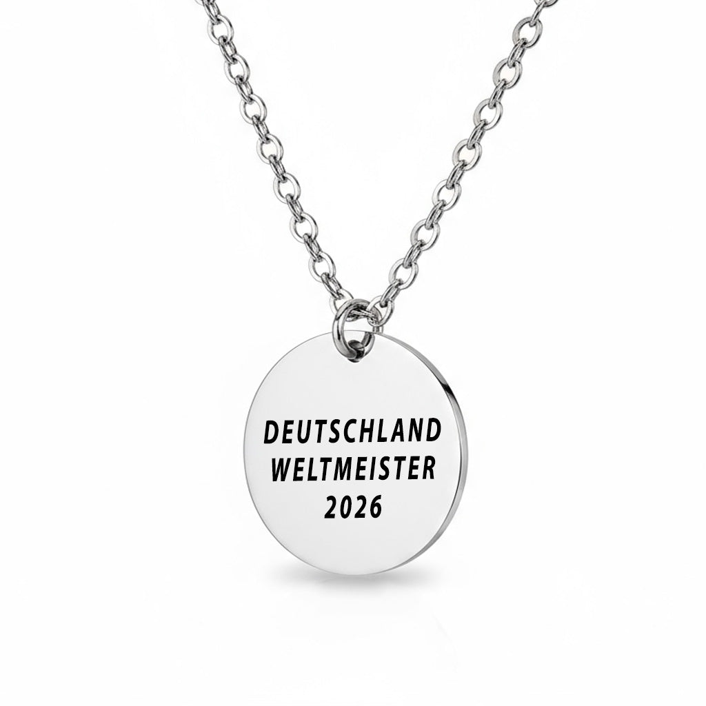 Personalisierte Edelstahl Kette mit graviertem WM 2026 Fan-Anhänger - Geschenk für echte Fußballfans