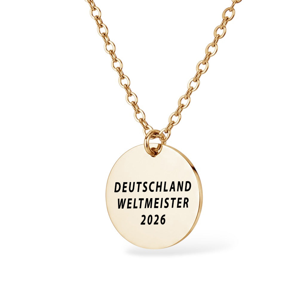 Personalisierte Edelstahl Kette mit graviertem WM 2026 Fan-Anhänger - Geschenk für echte Fußballfans