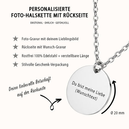 Personalisierte Halskette mit Foto-Gravur als Erinnerung oder Geschenk