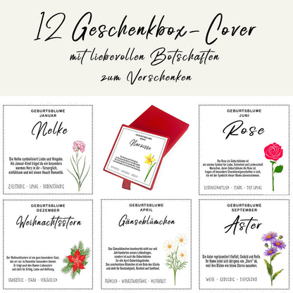 Geburtsblume Halskette Geschenkbox Cover Übersicht Geschenk