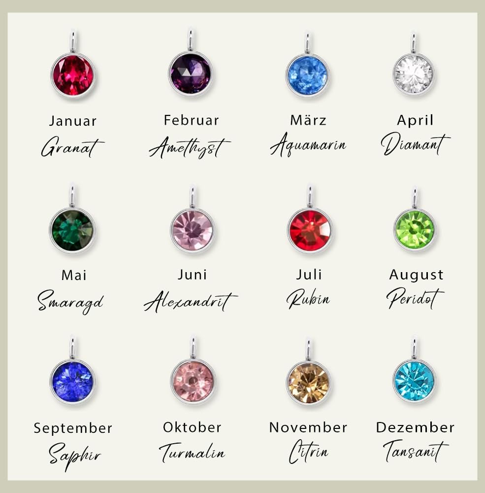 Personalisierte Namenskette mit Geburtsstein - Individuelles Geschenk