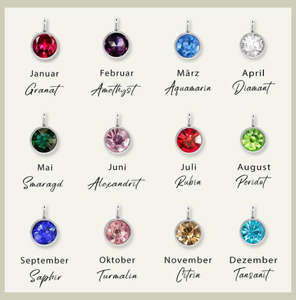 Personalisierte Namenskette mit Geburtsstein - Individuelles Geschenk