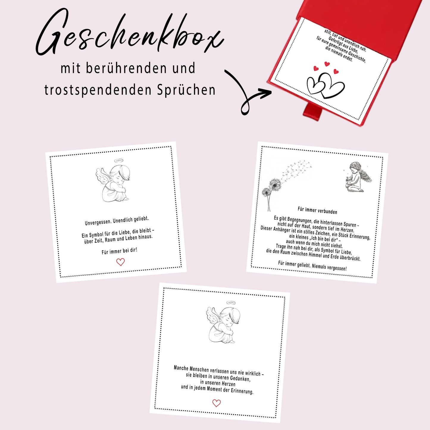 Gedenken Halskette Foto-Gravur Geschenkbox
