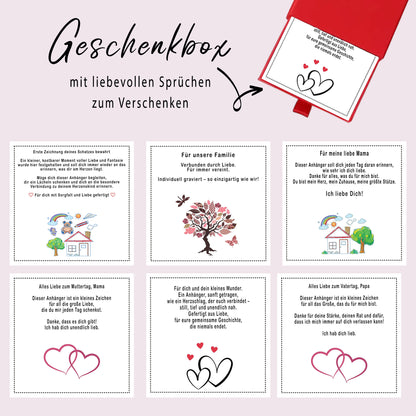 Foto Kinderzeichnung Halskette Gravur Geschenkbox