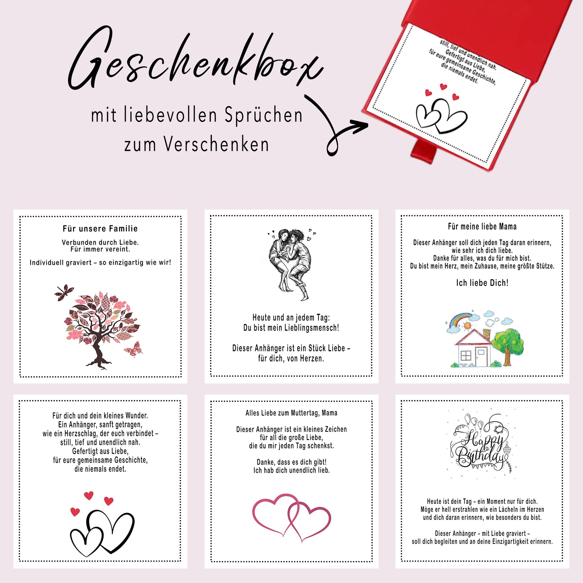 Familien Halskette Geschenkbox Cover Übersicht