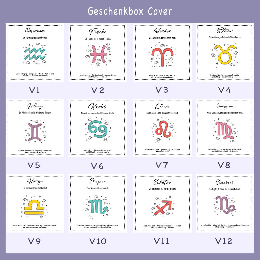 Sternzeichen Halskette Gravur Silber Geschenkbox
