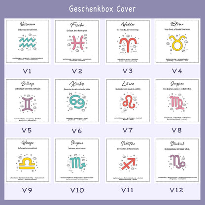 Sternzeichen Halskette Gravur Silber Geschenkbox