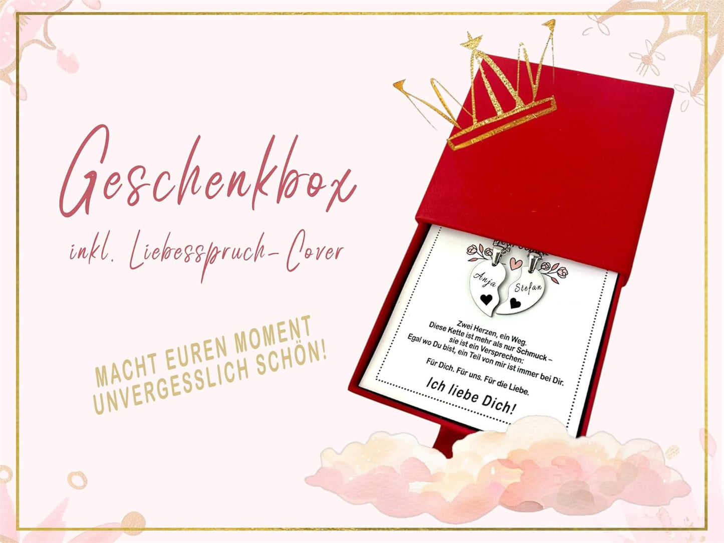 Paar Herz-Halskette Silber Geschenkbox Cover