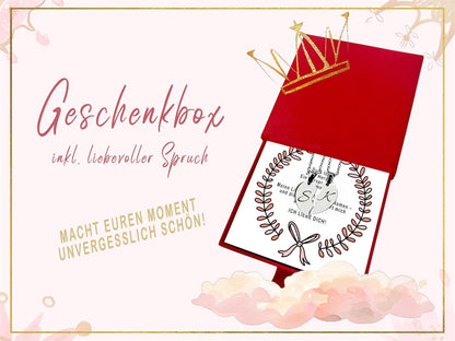Paar-Herz-Halskette Gravur Silber  Geschenkbox