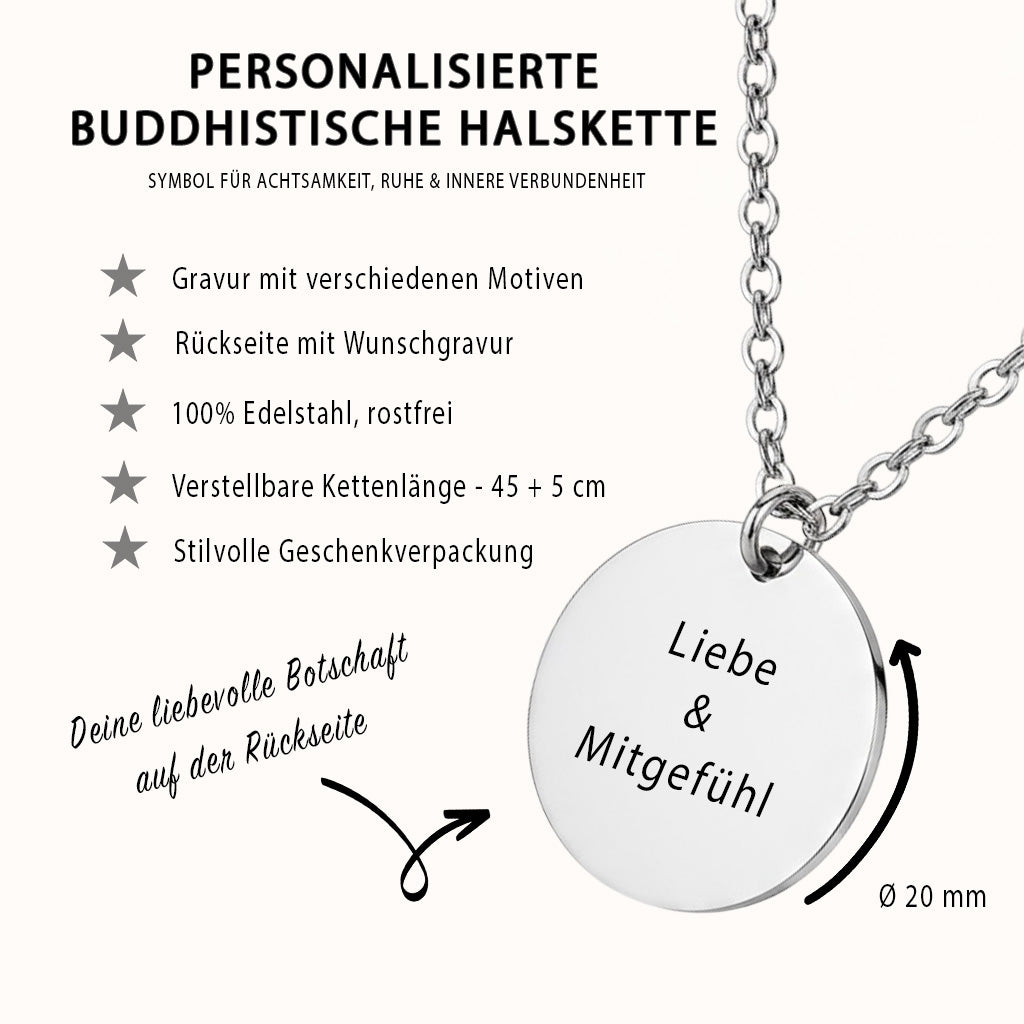 Buddhistische Halskette Gravur Silber Geschenk