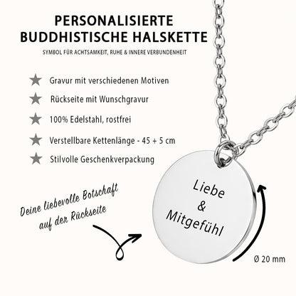 Buddhistische Halskette Gravur Silber Geschenk