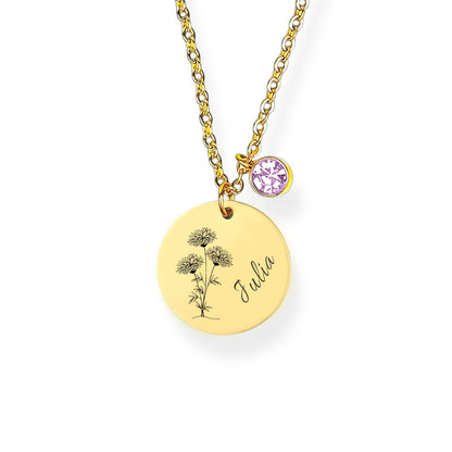 Geburtsblume Halskette Gravur Gold Geschenk