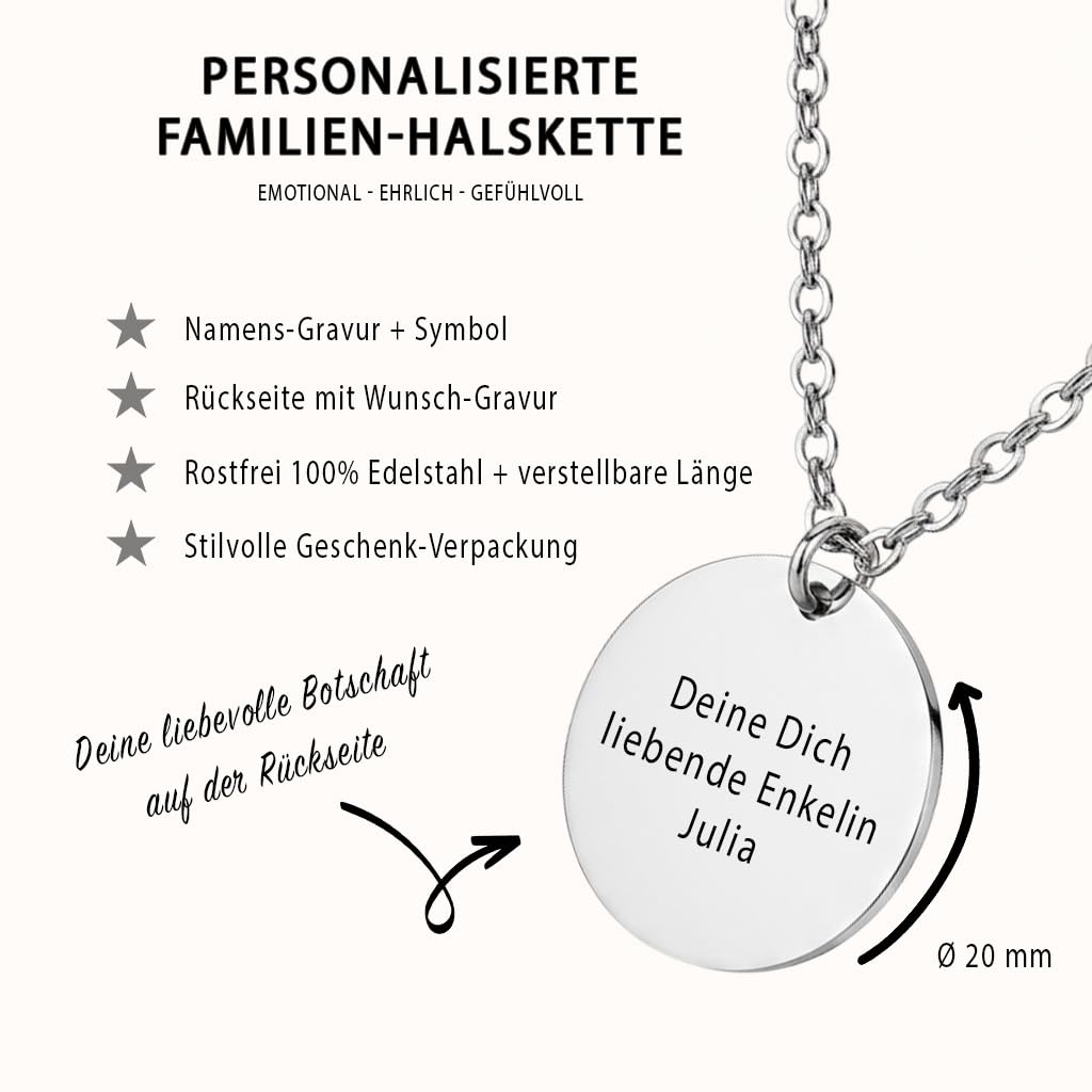 Familien Halskette Gravur Silber Geschenk