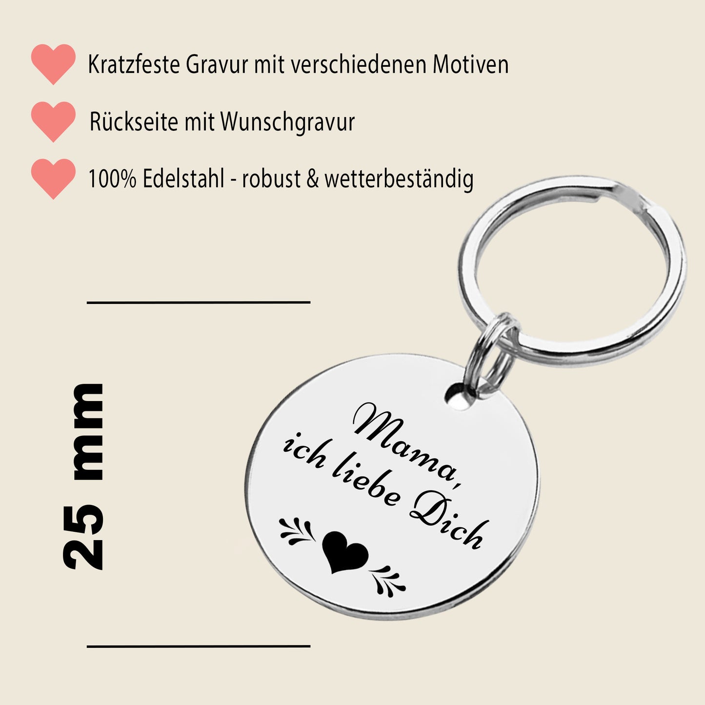 Mutter-Kind-Liebe Schlüsselanhänger Gravur Silber Geschenk
