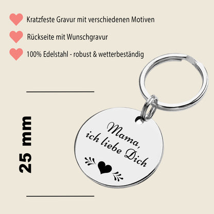 Mutter-Kind-Liebe Schlüsselanhänger Gravur Silber Geschenk
