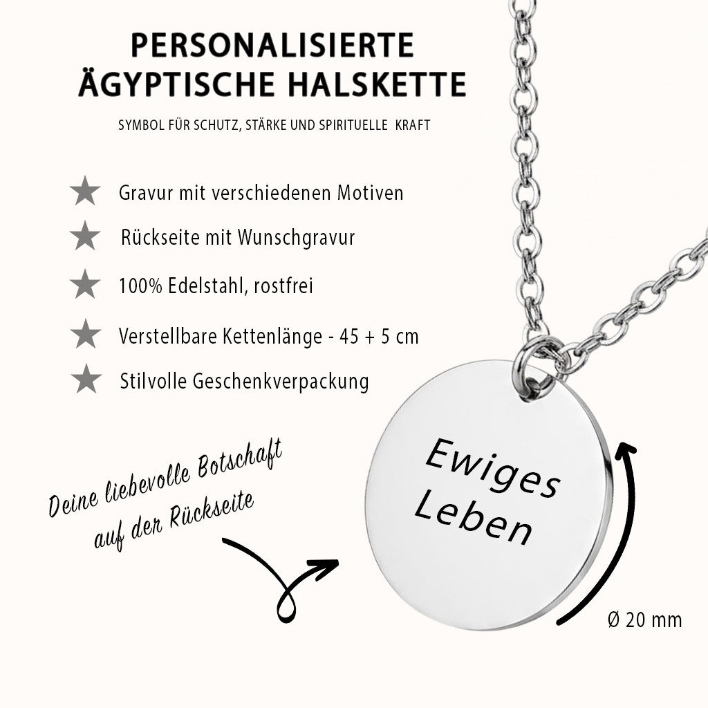 Ägyptische Halskette Gravur Silber Geschenk