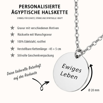 Ägyptische Halskette Gravur Silber Geschenk