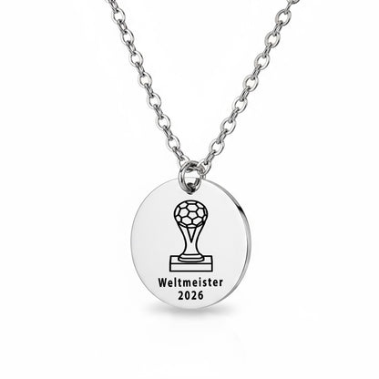 Personalisierte Edelstahl Kette mit graviertem WM 2026 Fan-Anhänger - Geschenk für echte Fußballfans