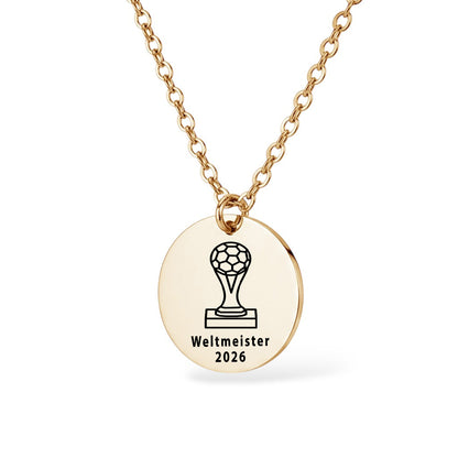 Personalisierte Edelstahl Kette mit graviertem WM 2026 Fan-Anhänger - Geschenk für echte Fußballfans