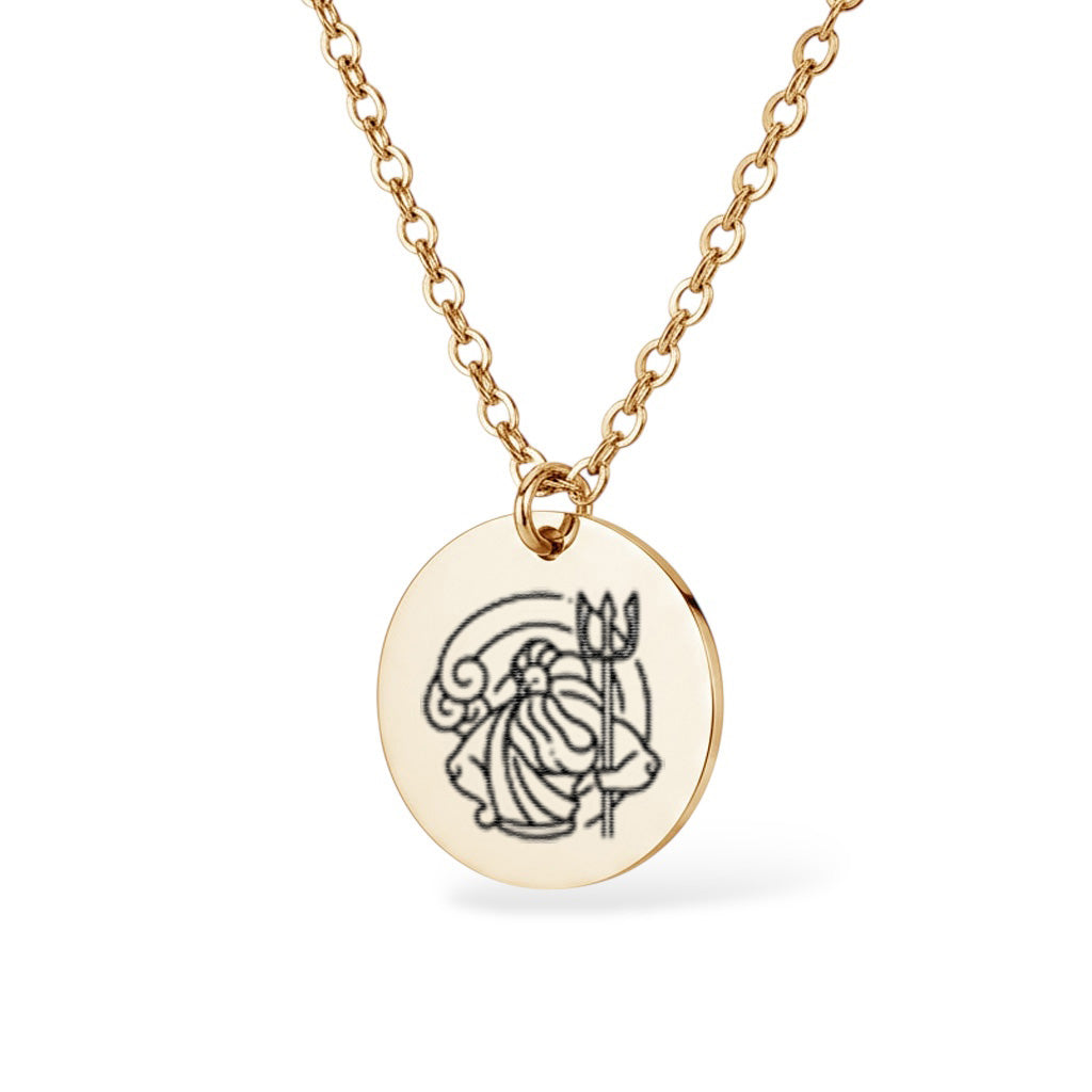 Poseidon Halskette Gravur Gold Geschenk