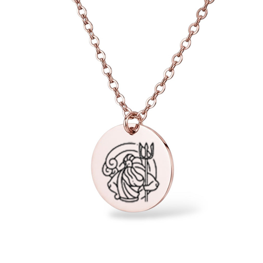 Poseidon Halskette Gravur Rosegold Geschenk
