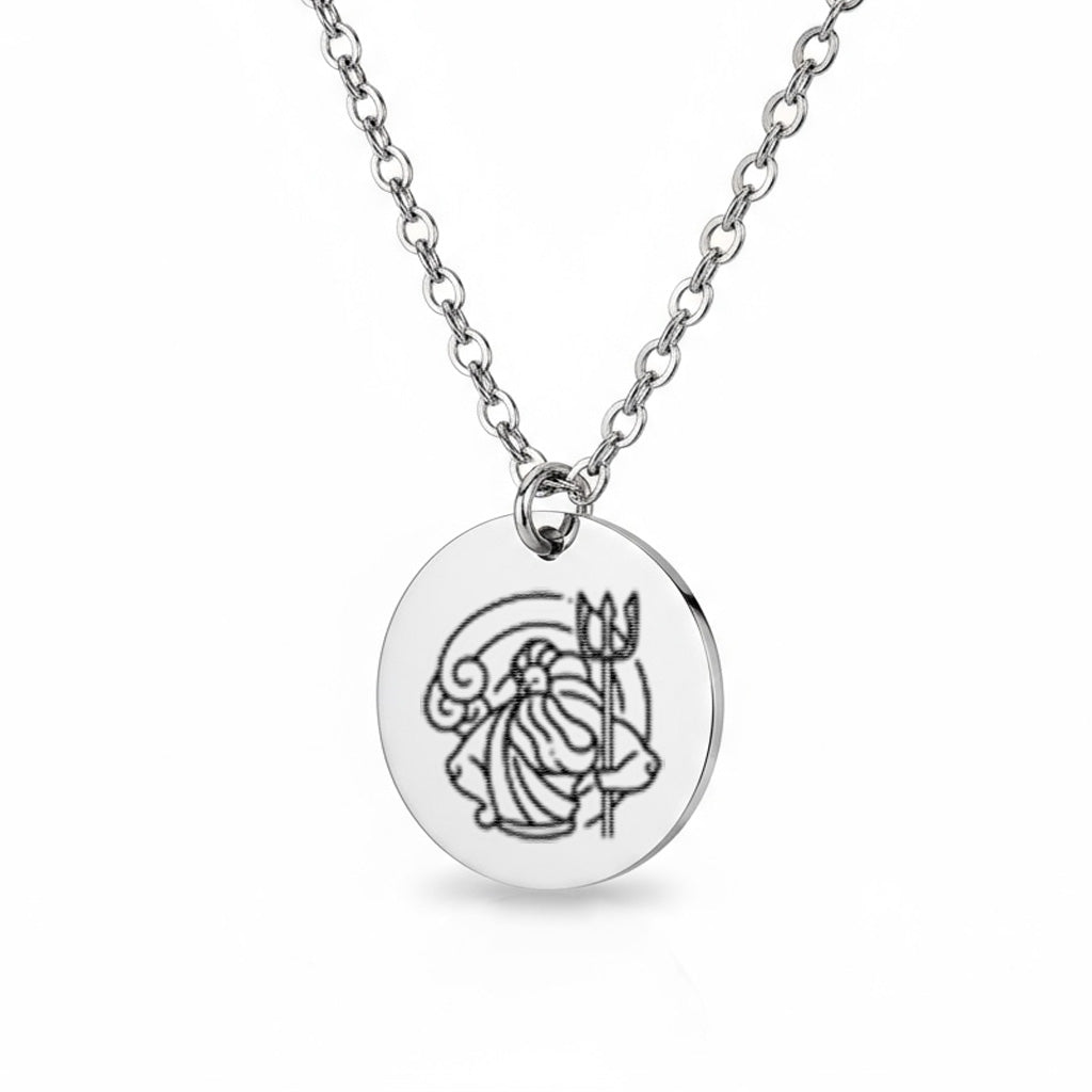 Poseidon Halskette Gravur Silber Geschenk