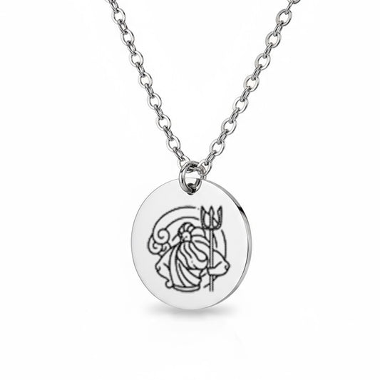 Poseidon Halskette Gravur Silber Geschenk