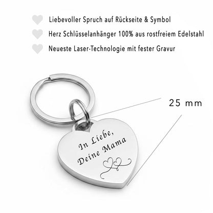 Mutter-Kind-Liebe Herz Schlüsselanhänger Gravur Silber Geschenk