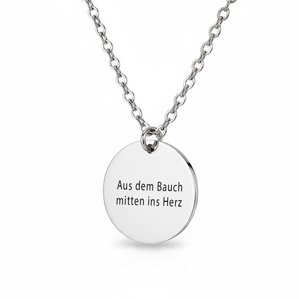 Geburtsuhr Halskette Gravur Rückseite Silber Geschenk