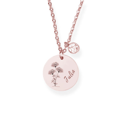 Geburtsblume Halskette Gravur Rosegold Geschenk