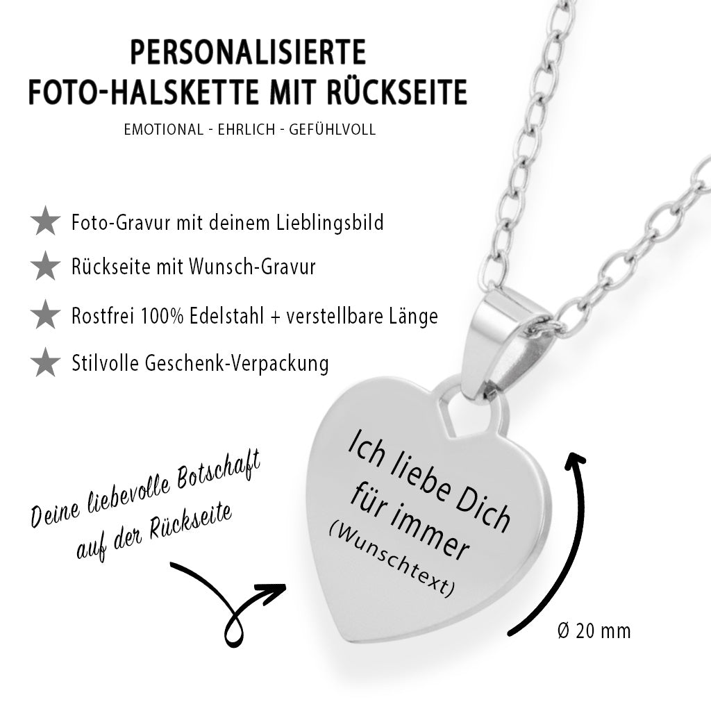 Personalisierte Herz Halskette mit Foto-Gravur - Bedeutungsvolles Geschenk