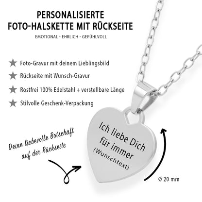 Personalisierte Herz Halskette mit Foto-Gravur - Bedeutungsvolles Geschenk