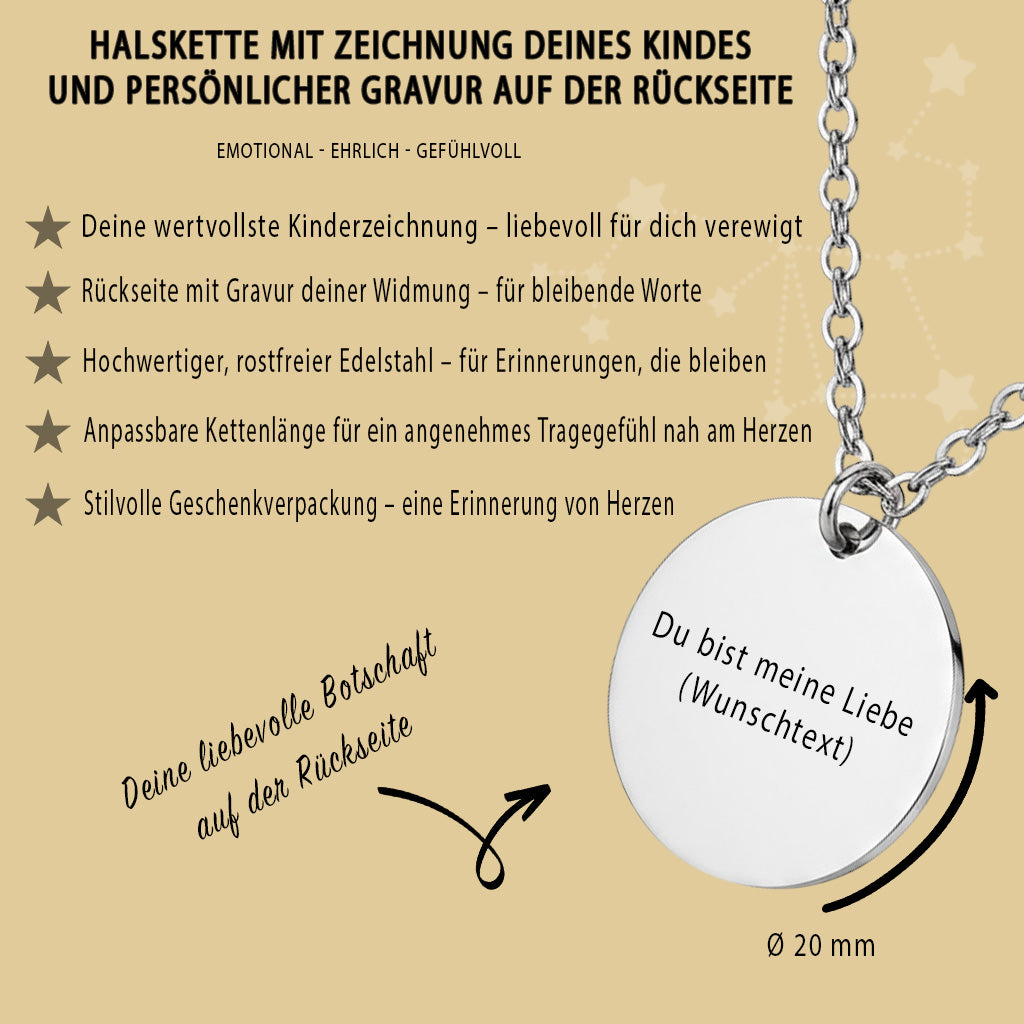Foto Kinderzeichnung Halskette Gravur Silber Geschenk