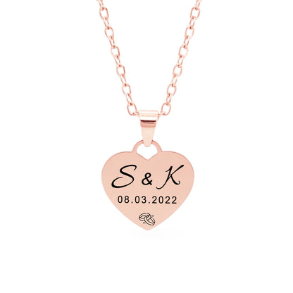Personalisierte Verlobungs-Halskette mit Initialen und Datum - Symbolischer Schmuck als Geschenk