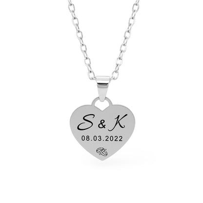 Personalisierte Verlobungs-Halskette mit Initialen und Datum - Symbolischer Schmuck als Geschenk